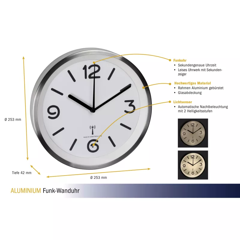 TFA Dostmann 60.3535.02 radiowandklok rond zilver - wit