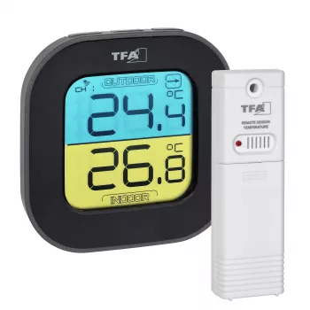 TFA Dostmann digitale thermo-hygrometer vierkant 1,5V 61x24x61mm zwart 30.3068.01