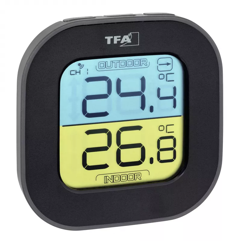 TFA Dostmann digitale thermo-hygrometer vierkant 1,5V 61x24x61mm zwart 30.3068.01