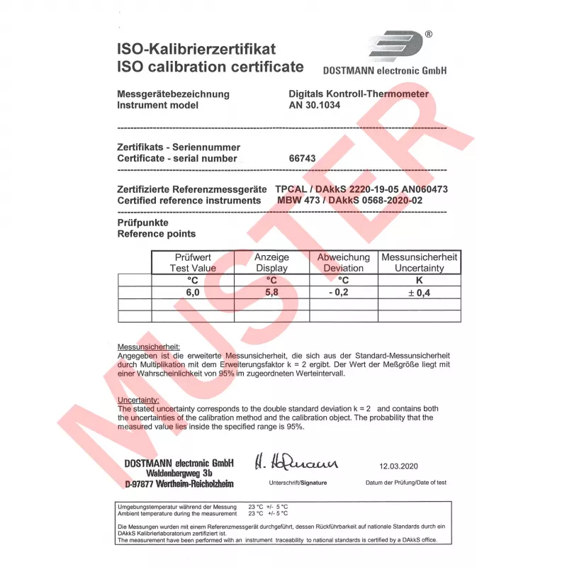 TFA Dostmann LT-102 kabelthermometer wit (30.1034.K)