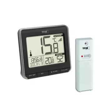 TFA Dostmann PRIO draadloze digitale thermometer, zwart/wit 30.3069.01