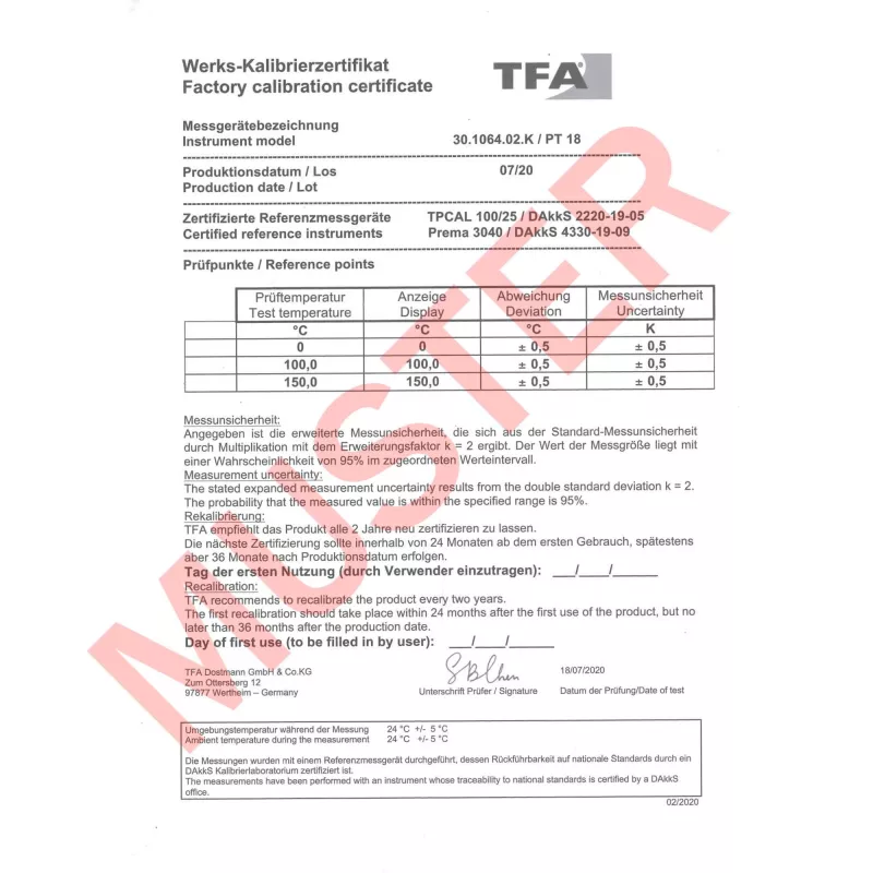 TFA Dostmann 30.1064.02.K handthermometer wit °F/°C -40 tot 250°C met geïntegreerd display