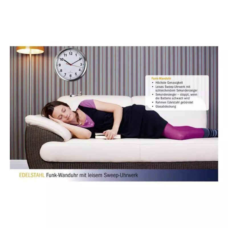 TFA Dostmann 60.3529.02 draadloze wandklok 220 mm aluminium secondewijzer slepend