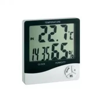 TFA Dostmann WS 5031 thermo-hygrometer met klok, zwart/wit 30-5031