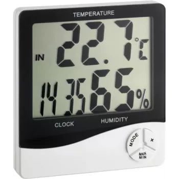TFA Dostmann WS 5031 thermo-hygrometer met klok, zwart/wit 30-5031