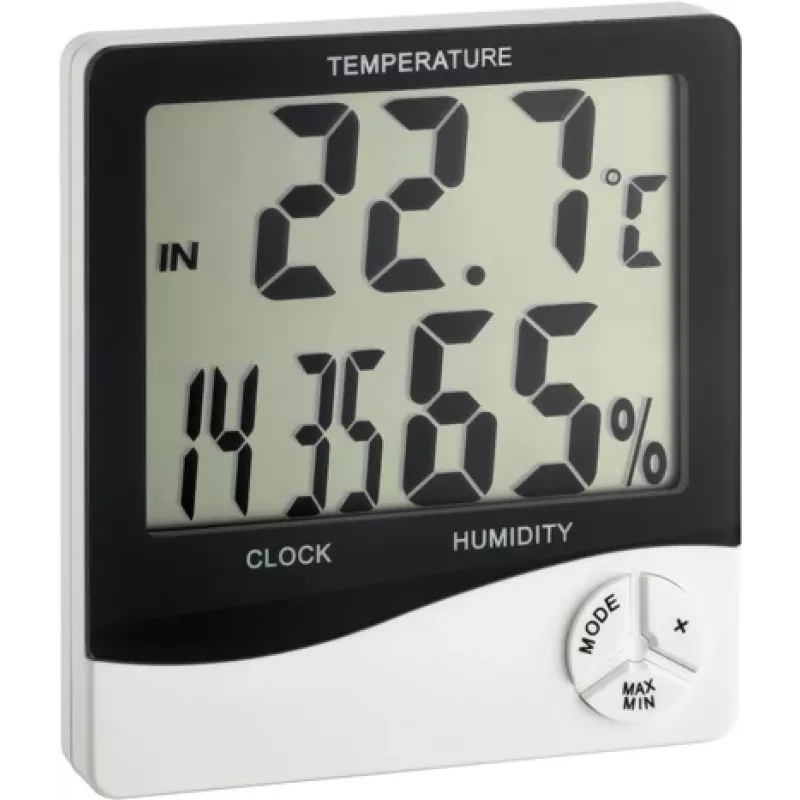TFA Dostmann WS 5031 thermo-hygrometer met klok, zwart/wit 30-5031