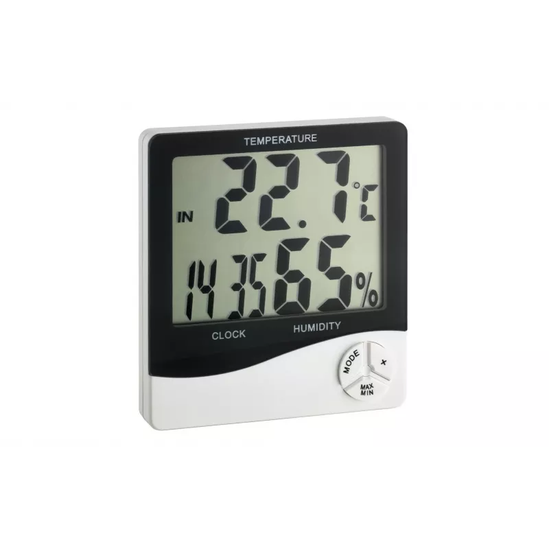 TFA Dostmann WS 5031 thermo-hygrometer met klok, zwart/wit 30-5031