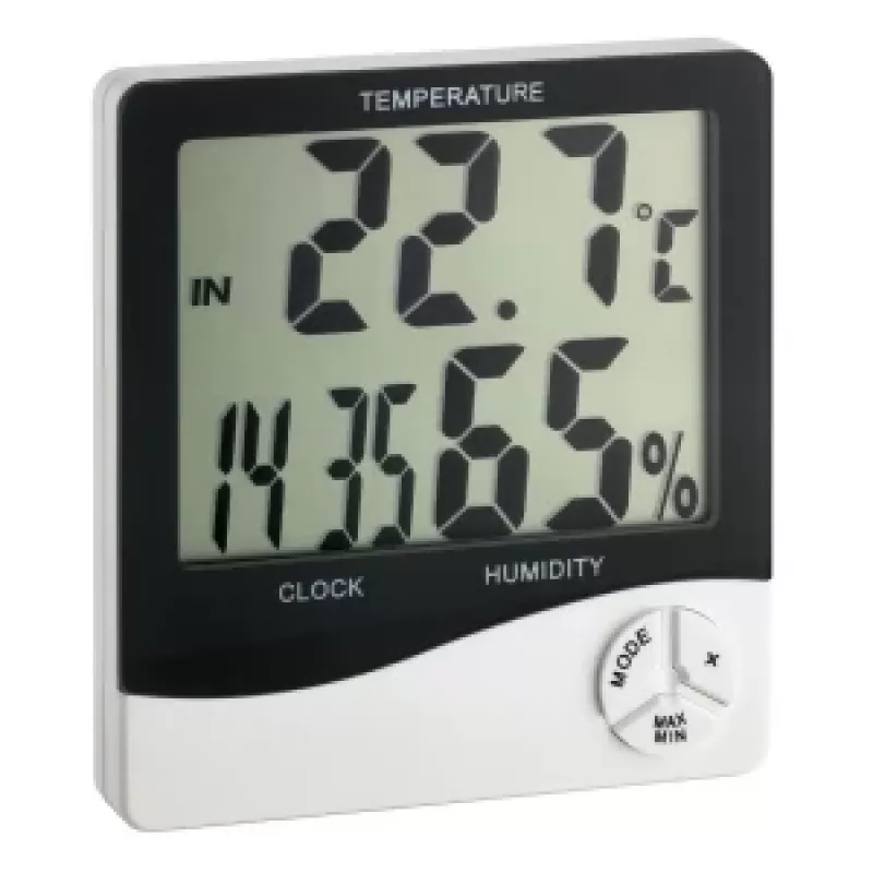 TFA Dostmann WS 5031 thermo-hygrometer met klok, zwart/wit 30-5031