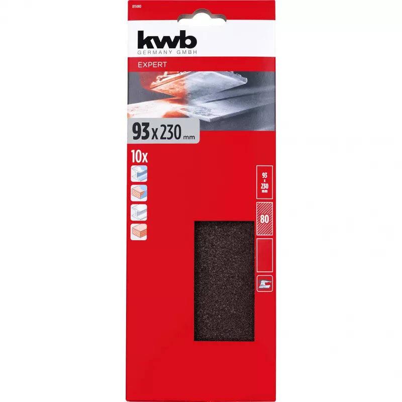 KWB 815080 schuurpapierbladen korrel 80, 230 x 93 mm, 10 stuks