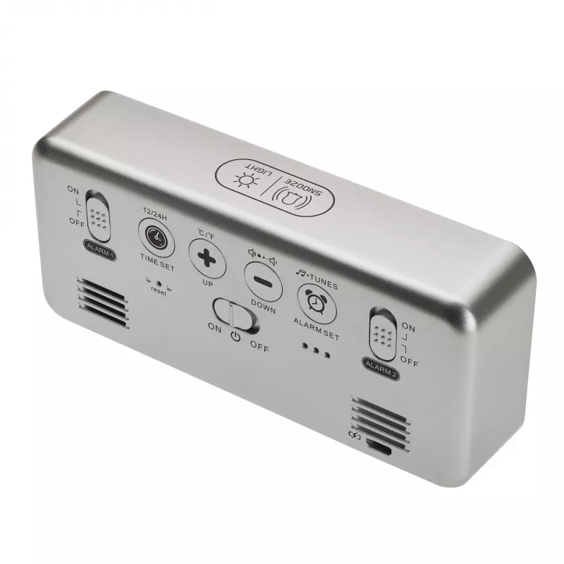 TFA Dostmann 60.2032.54 quartzwekker zilver met dual-alarm