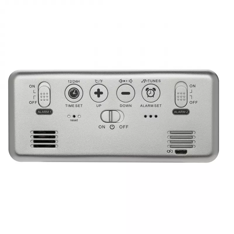 TFA Dostmann 60.2032.54 quartzwekker zilver met dual-alarm