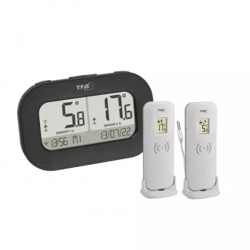 TFA Dostmann DOUBLE-CHECK draadloze digitale thermometer, zwart 30.3073.01