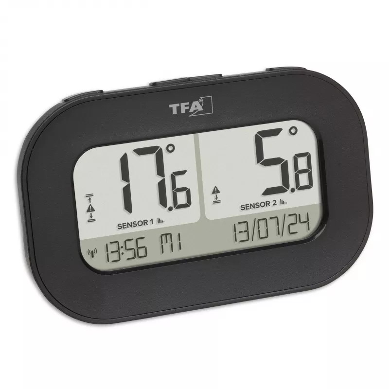 TFA Dostmann DOUBLE-CHECK draadloze digitale thermometer, zwart 30.3073.01