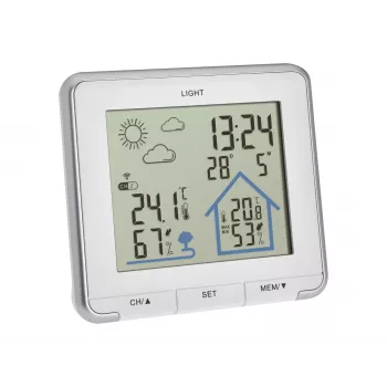 TFA Dostmann LIFE radiografisch weerstation met 12-24 u voorspelling, kleuren-LCD, binnen-/buitentemperatuur & luchtvochtigheid, DCF-77-klok, vorstalarm, 1 sensor meegeleverd – zwart 35.1153.02