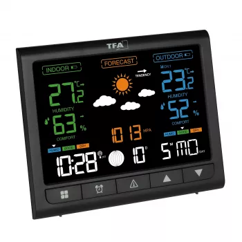 TFA CONTRAST 35.1171.01 draadloos weerstation met 12-24 uur voorspelling, zwart
