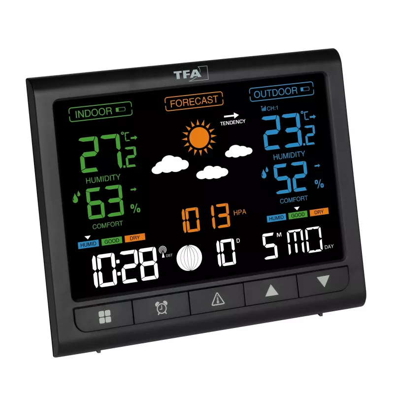 TFA CONTRAST 35.1171.01 draadloos weerstation met 12-24 uur voorspelling, zwart