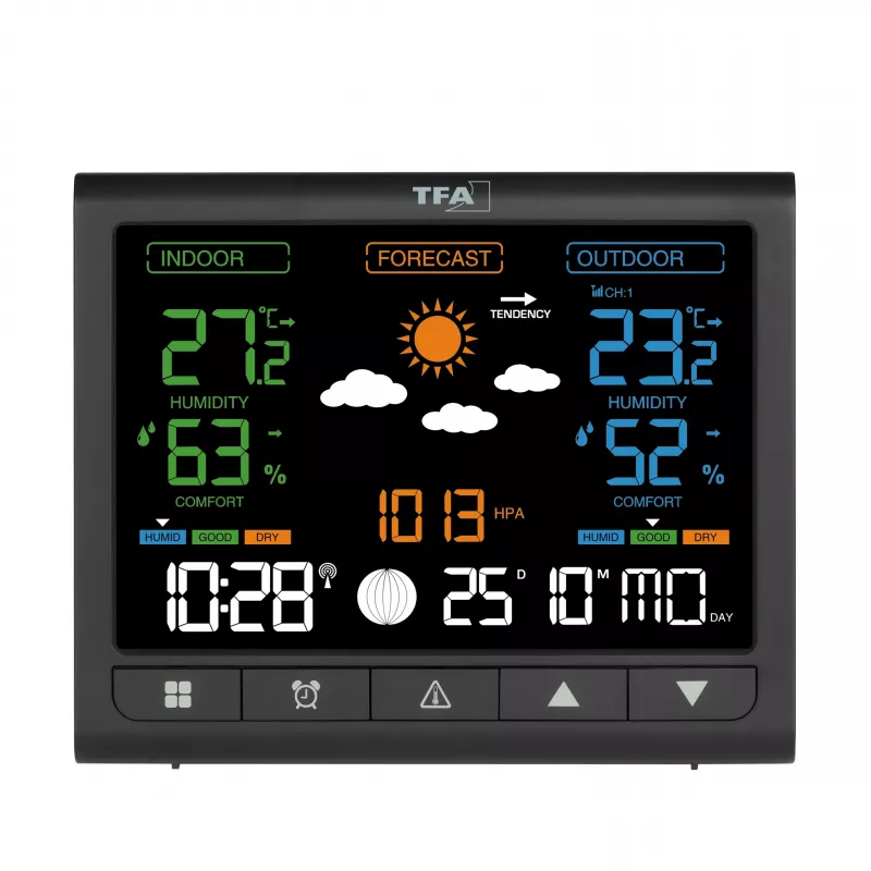 TFA CONTRAST 35.1171.01 draadloos weerstation met 12-24 uur voorspelling, zwart