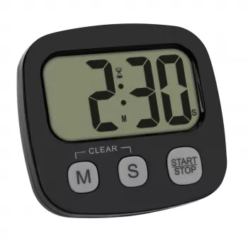 TFA Dostmann 2-delige digitale timerset met stopwatch en klok, zwart en wit (38.2057.40.02)