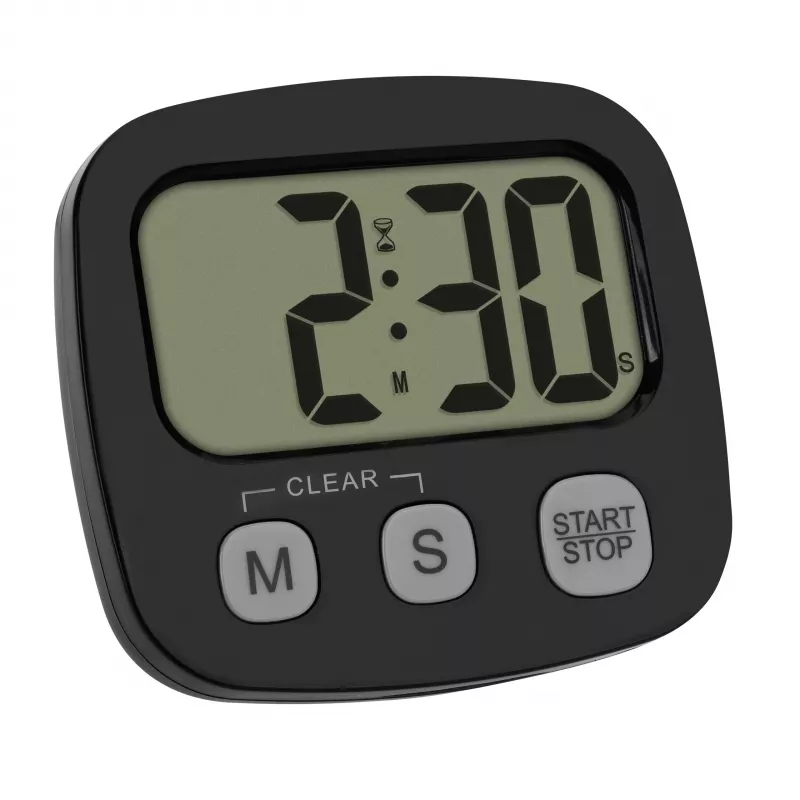 TFA Dostmann 2-delige digitale timerset met stopwatch en klok, zwart en wit (38.2057.40.02)