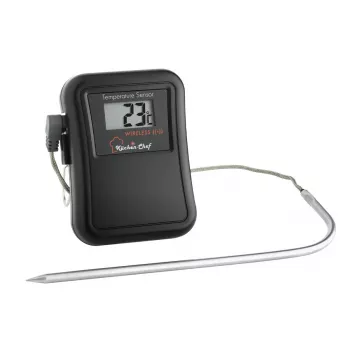 TFA Dostmann 14.1504 Grillthermometer met kabelsensor, alarm, timer, kerntemperatuurbewaking voor low-and-slow garen, varkensvlees, rundvlees, wild, kalkoen, lam, konijn