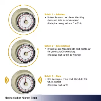 TFA Dostmann 38.1037.09 mechanische keukentimer, 60 minuten, beige