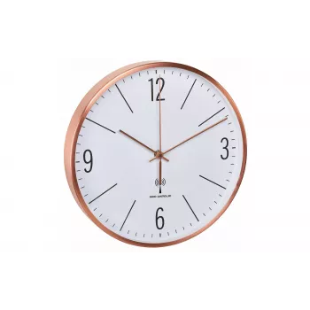 TFA Dostmann 60.3534.51 ronde koper-witte quartz wandklok