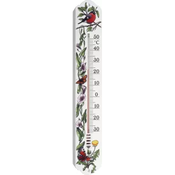 TFA Dostmann analoge binnen-/buitenthermometer wit, bloemenmotief (12.3040.20)