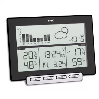 TFA Meteo Sens 35.1139.01 draadloos weerstation met 12-24 uur voorspelling, maanfase en buitensensor