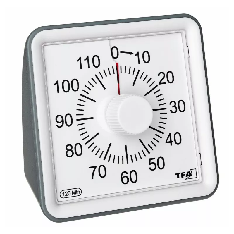 TFA DOSTMANN VISUAL timer wit analoog 60 minuten mechanische countdown met geluidloze werking en akoestisch alarm (38.2043.10)