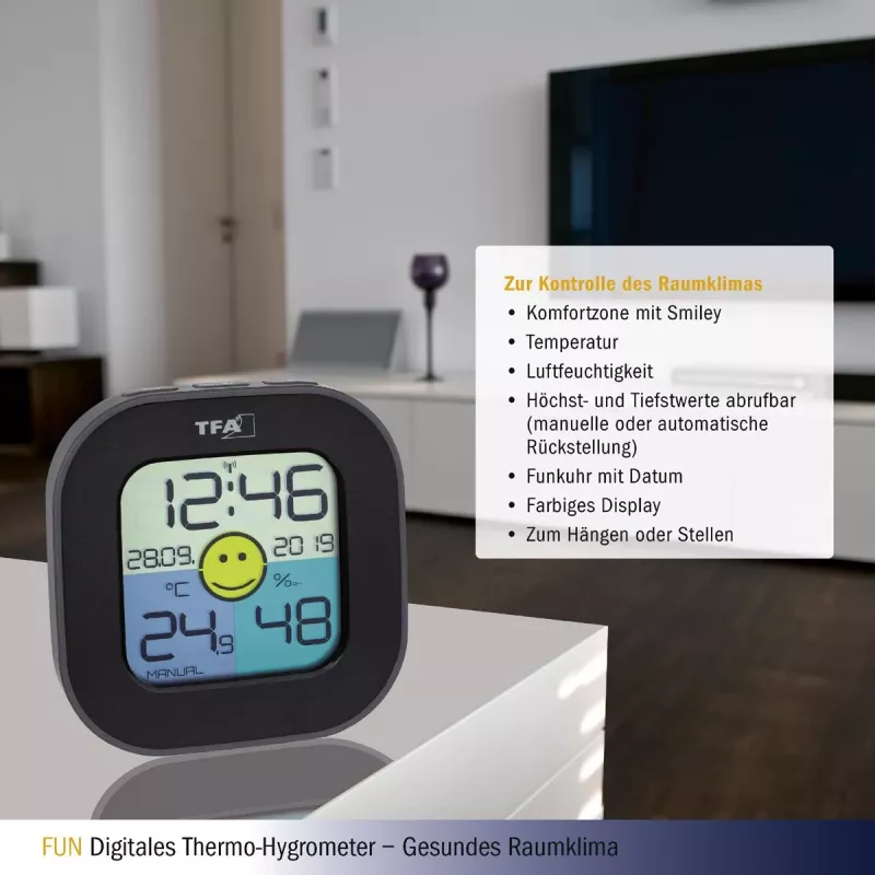 TFA Dostmann FUN Binnen elektronische hygrometer Zwart (30.3242.02)