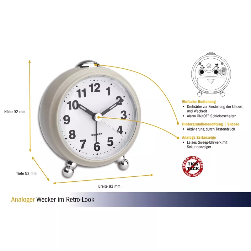 TFA Dostmann 60.1030.09 Kwartswekker Beige