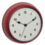 TFA Dostmann 60.3541.05 Radiowandklok, rond, rood metalen behuizing, glasafdekking, 240 mm diameter
