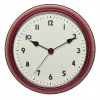 TFA Dostmann 60.3541.05 Radiowandklok, rond, rood metalen behuizing, glasafdekking, 240 mm diameter