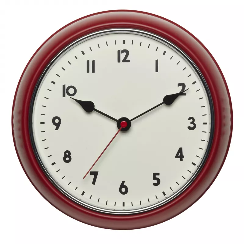 TFA Dostmann 60.3541.05 Radiowandklok, rond, rood metalen behuizing, glasafdekking, 240 mm diameter