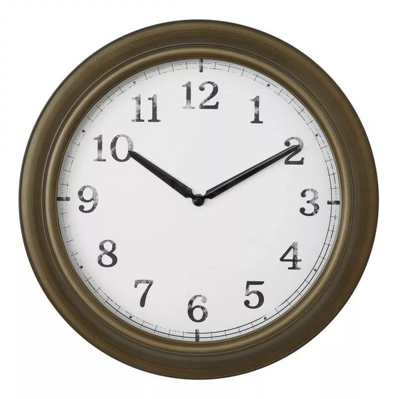 TFA Dostmann 60.3066.53 Buitenwandklok van metaal - quartz, messing, spatwaterdicht, 387 mm, groot display