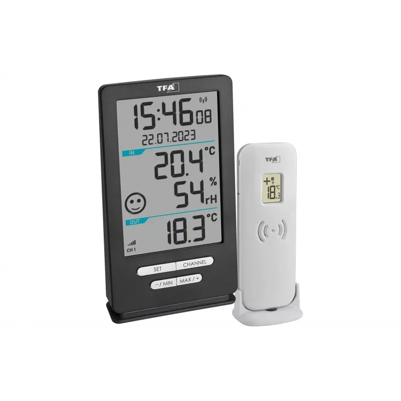 TFA Dostmann XENA HOME draadloze digitale thermometer antraciet 30.3074.10