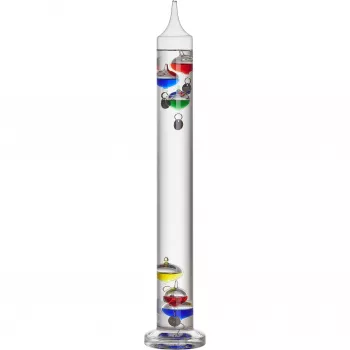 TFA Dostmann Galileo Galilei Vloeistofthermometer, transparant, 18-26°C, 5 drijvers, glas, vrijstaand 18.1019.01.54