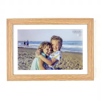 TFA Dostmann FRAMEO App Digitale WiFi fotolijst 10,1 inch 1280x800 IPS touchscreen 32GB bruin houtdesign 37.1002.08