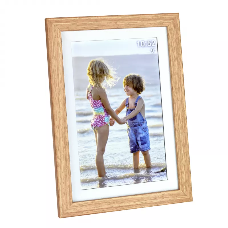 TFA Dostmann FRAMEO App Digitale WiFi fotolijst 10,1 inch 1280x800 IPS touchscreen 32GB bruin houtdesign 37.1002.08
