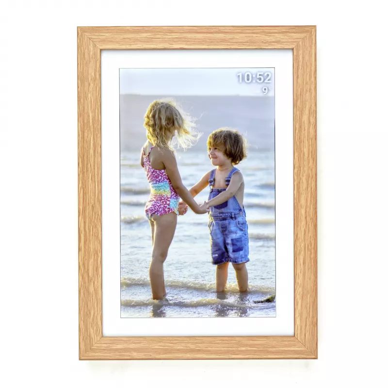 TFA Dostmann FRAMEO App Digitale WiFi fotolijst 10,1 inch 1280x800 IPS touchscreen 32GB bruin houtdesign 37.1002.08