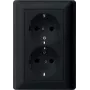 Gira System 55 Schuko stopcontact, 2 stopcontacten, zwart, volplaat 0783005