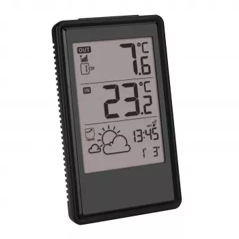 TFA Dostmann draadloos weerstation 35.1170.01 met 6-12 uur voorspelling, binnen-/buitentemperatuur en luchtvochtigheid, radiografische klok, ondersteunt tot 3 sensoren