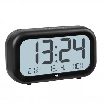 TFA Dostmann 60.2052.01 quartz-wekker zwart extra luid alarm groot display