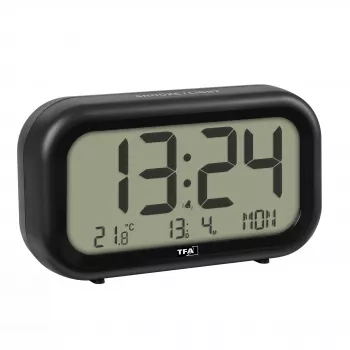 TFA Dostmann 60.2052.01 quartz-wekker zwart extra luid alarm groot display