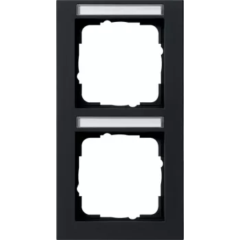 Gira System 55 afdekraam 2-voudig verticaal zwart mat 110209