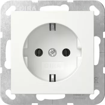 Gira System 55 Schuko-stopcontact met klapdeksel, reinwit 418003