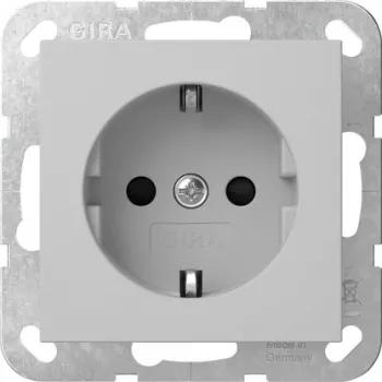 Gira 4453015 SCHUKO-stopcontact met klapdeksel, System 55, verkeersgrijs (RAL 7043)
