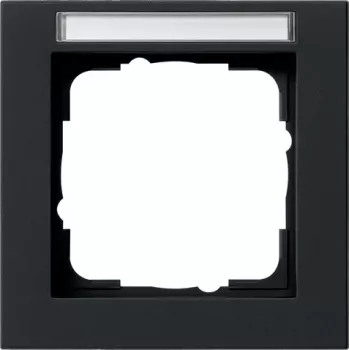 Gira Standard 55 afdekraam 1-voudig zwart met beschriftingsveld 109109