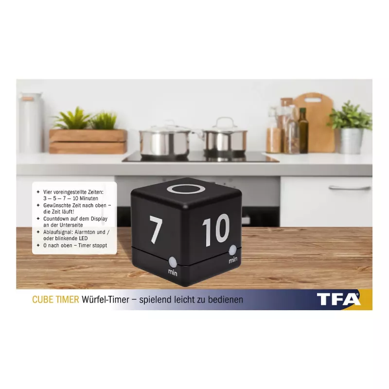 TFA Dostmann 38.2040.01 digitale keukentimer zwart-wit