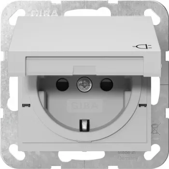 Gira System 55 SCHUKO-stopcontact met klapdeksel, grijs 4414015